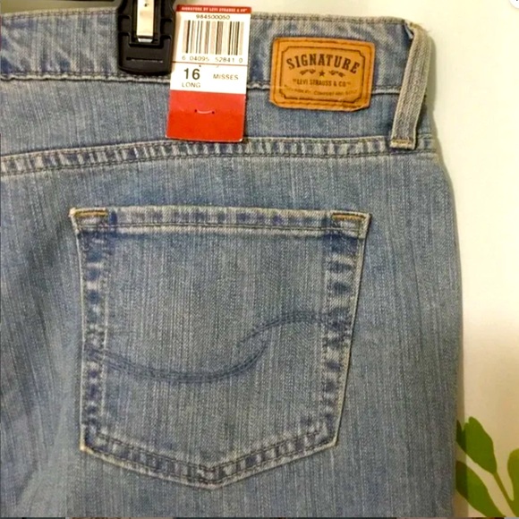 SIGNATURE BY LEVI STRAUSS & CO PANTS BLUE JEAN LOW RISE BOOTCUT 16 LONG NWT - Picture 7 of 8